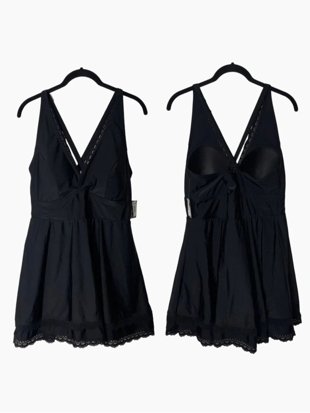 NWT TORRID Wireless Black Swim Dress with Brief woman's size 1X Deep v- neckline - Picture 5 of 16